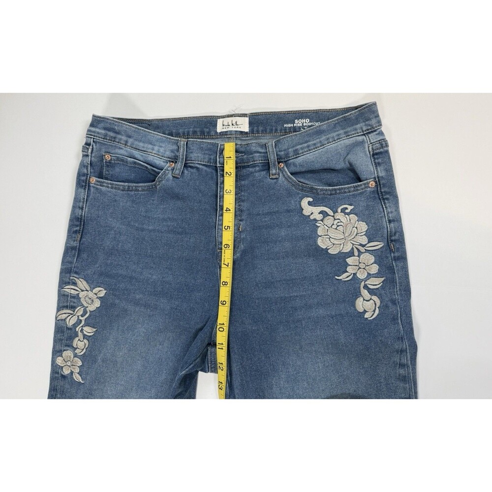 Nicole Miller Soho High Rise Bootcut Jeans 14 Floral Embroidered Stretch Boho - Picture 6 of 8